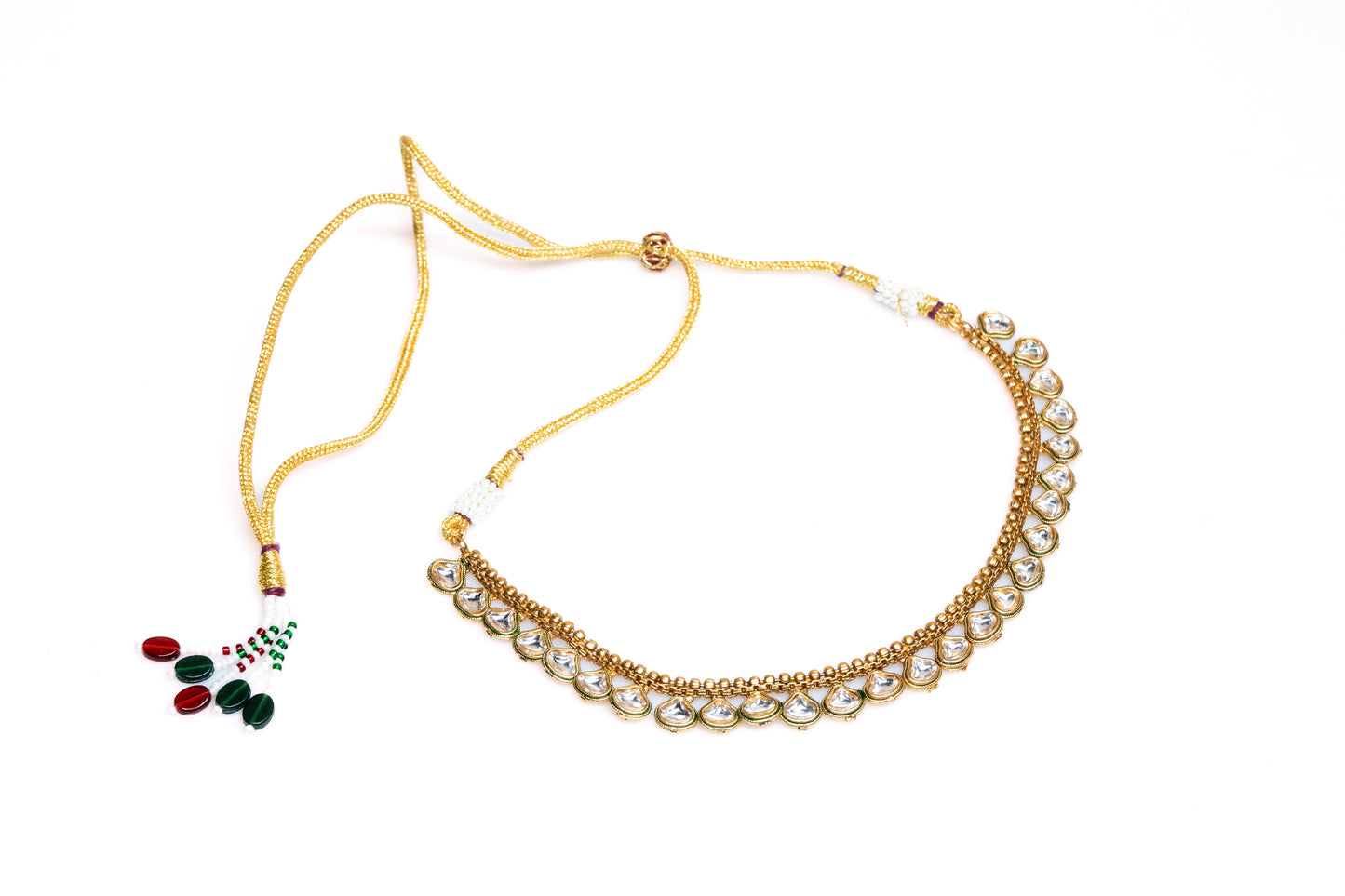 Stunning Kundan Necklace Set: Gold-Plated Choker with Crystal Stones and Matching Earrings-Artificial Jewelry For Women And Girls - Buy Online at The Laxmi Company