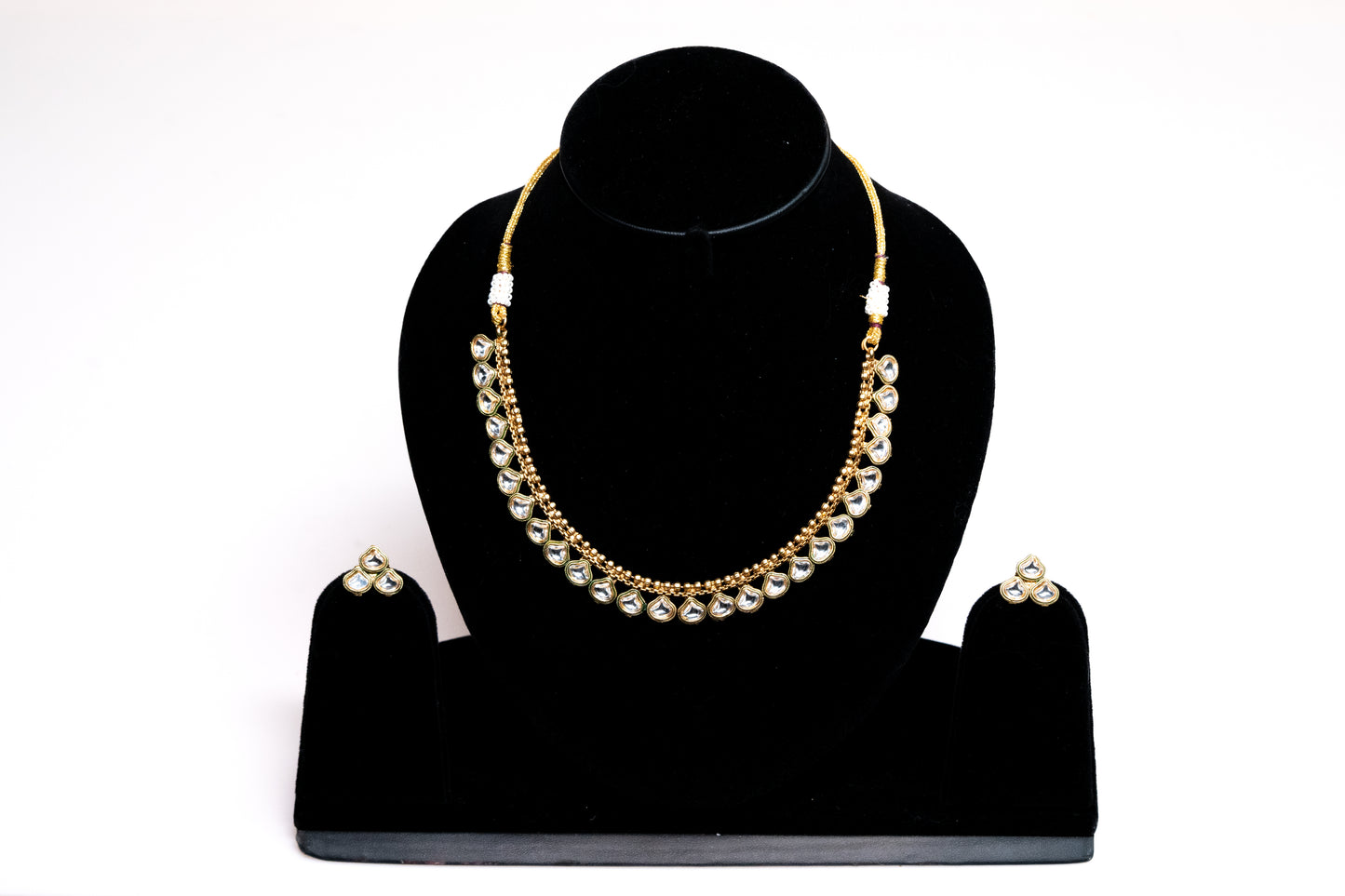 Stunning Kundan Necklace Set: Gold-Plated Choker with Crystal Stones and Matching Earrings-Artificial Jewelry For Women And Girls - Buy Online at The Laxmi Company