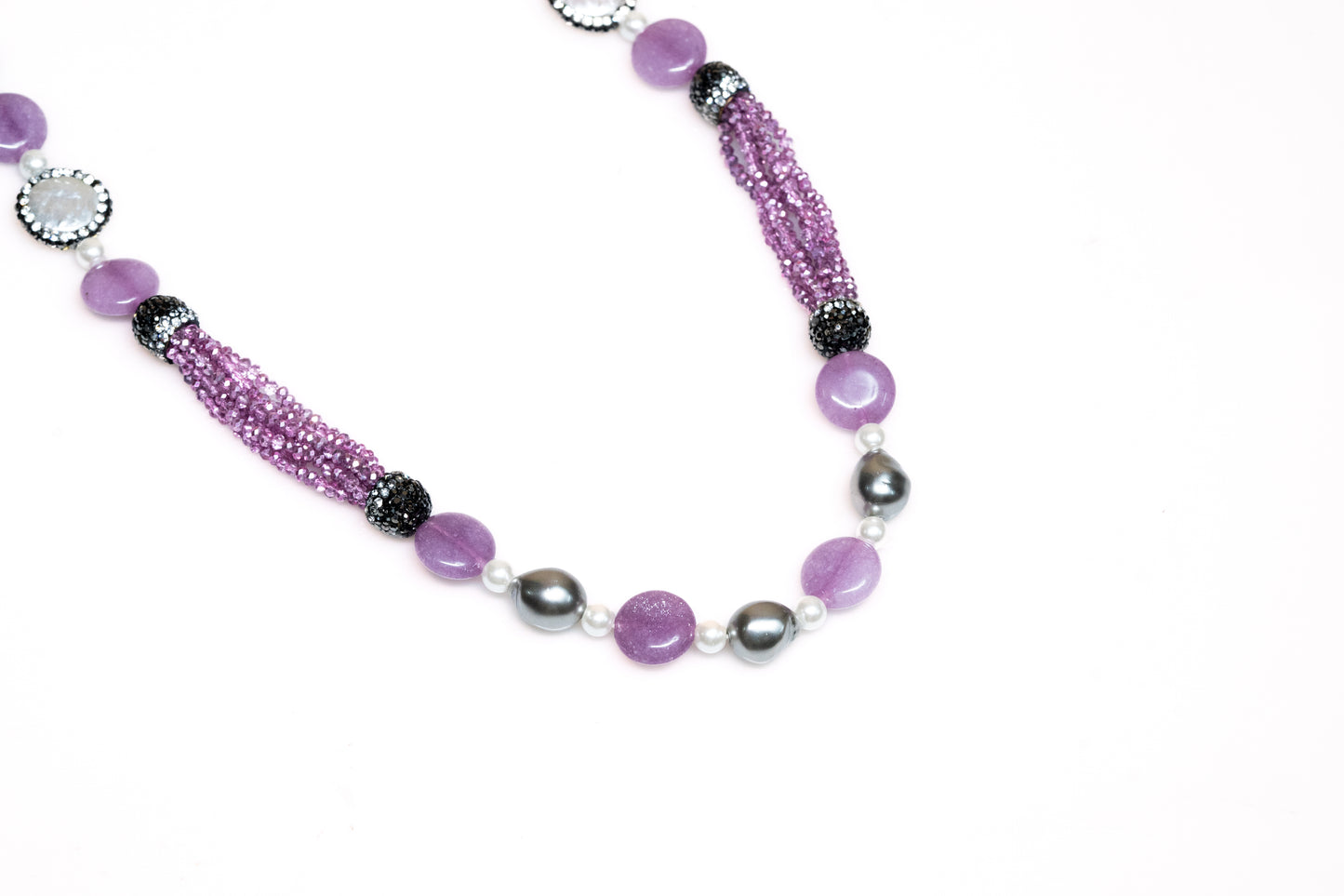 Lavender Gemstone And Pearl Handcrafted Necklace