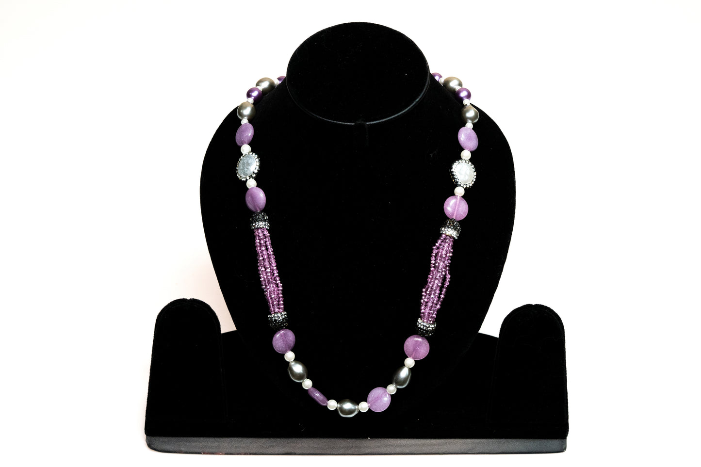 Lavender Gemstone And Pearl Handcrafted Necklace