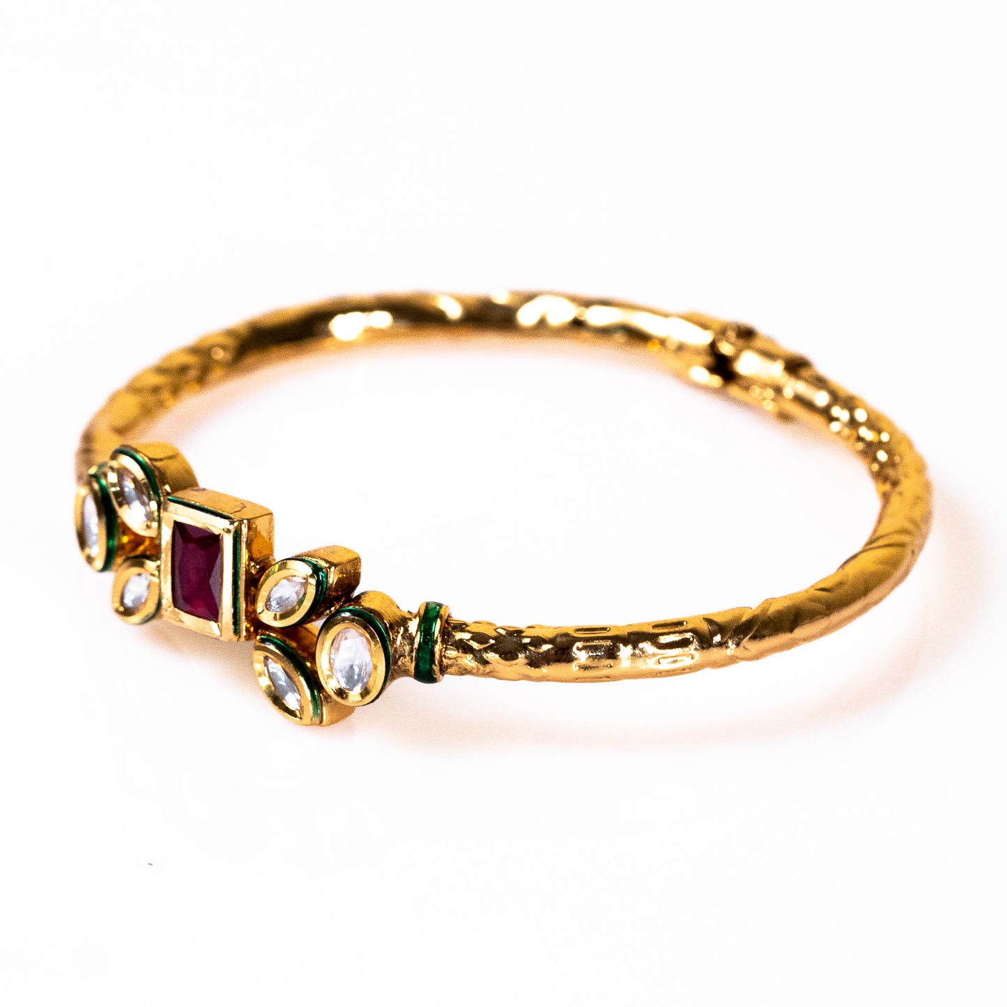 Gold Plated Diamond Cut Ruby Zircon Bangle with studded Crystal Stone-Luxury Fashion and Artificial Jewelry for Women and Girls- Buy online at The Laxmi Collection