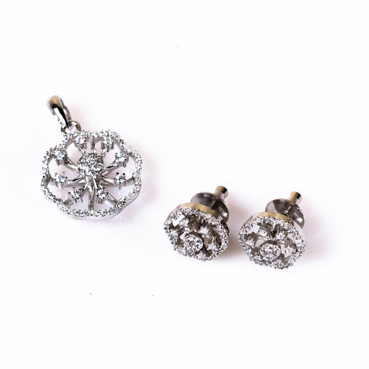 Floral Zircon Pendant Set