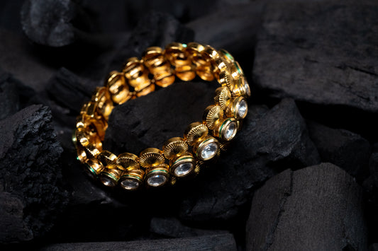 Gold Bangle with Cubic Zirconia