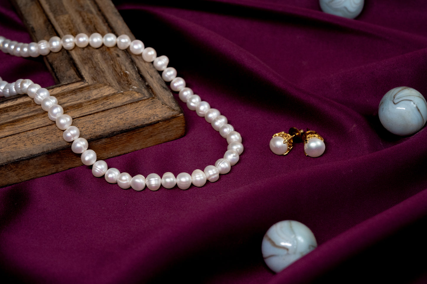 Sparkling Pearl Necklace Set -  Laxmi Collection