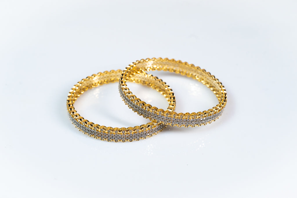 Gold and Silver-Plated Crystal-Studded Bangles - The Laxmi Collection