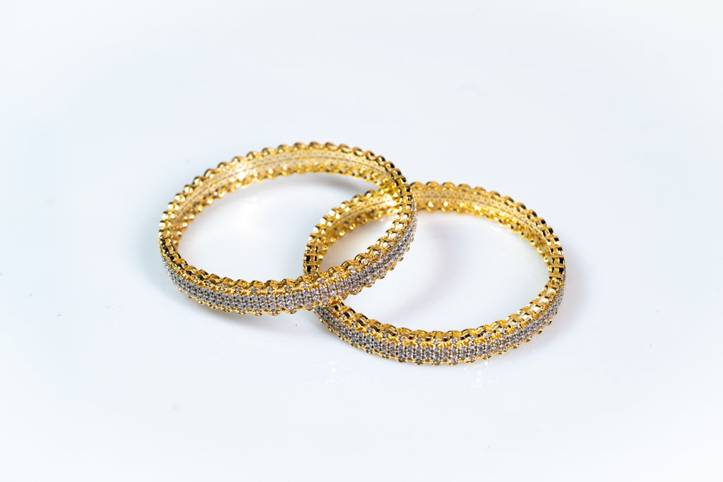 Gold and Silver-Plated Crystal-Studded Bangles - The Laxmi Collection