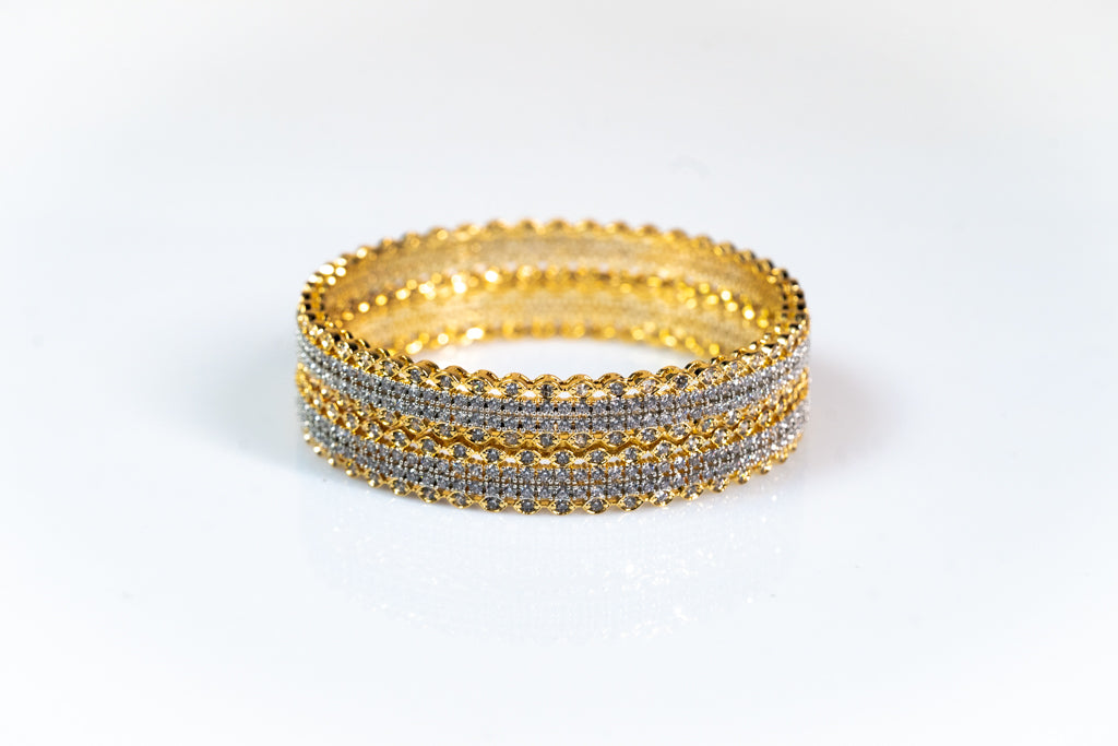 Gold and Silver-Plated Crystal-Studded Bangles - The Laxmi Collection