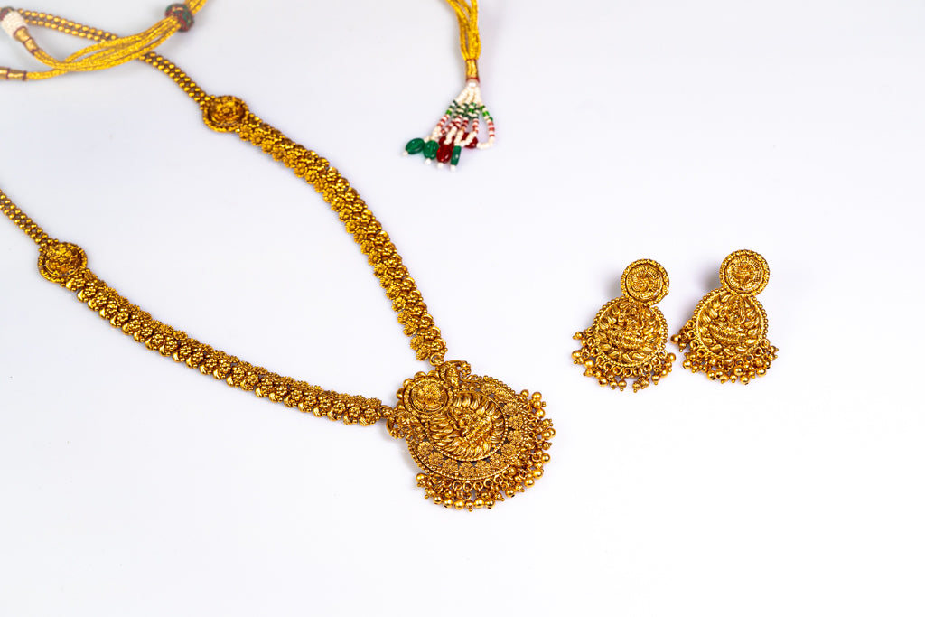 Goddess Lakshmi Gold-Plated Necklace Set- The Laxmi Collection