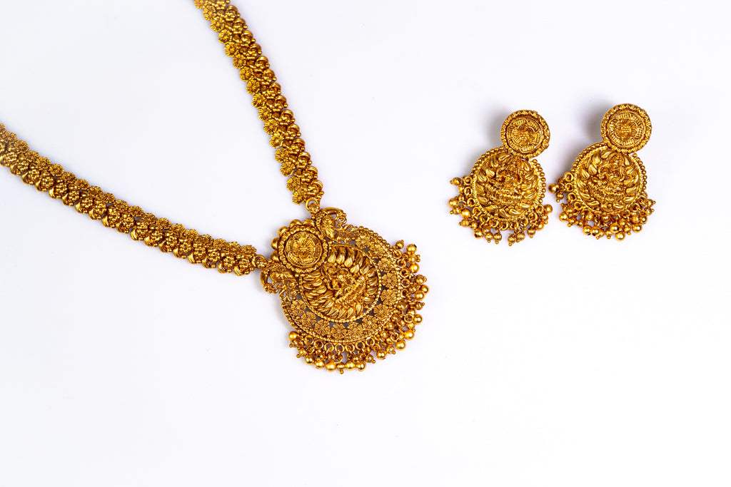 Goddess Lakshmi Gold-Plated Necklace Set- The Laxmi Collection