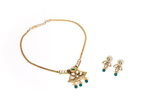 Stunning Green Emerald Jewellery Set With Earrings - Artificial Jewelry For Women And Girls - Buy Online at The Laxmi Company