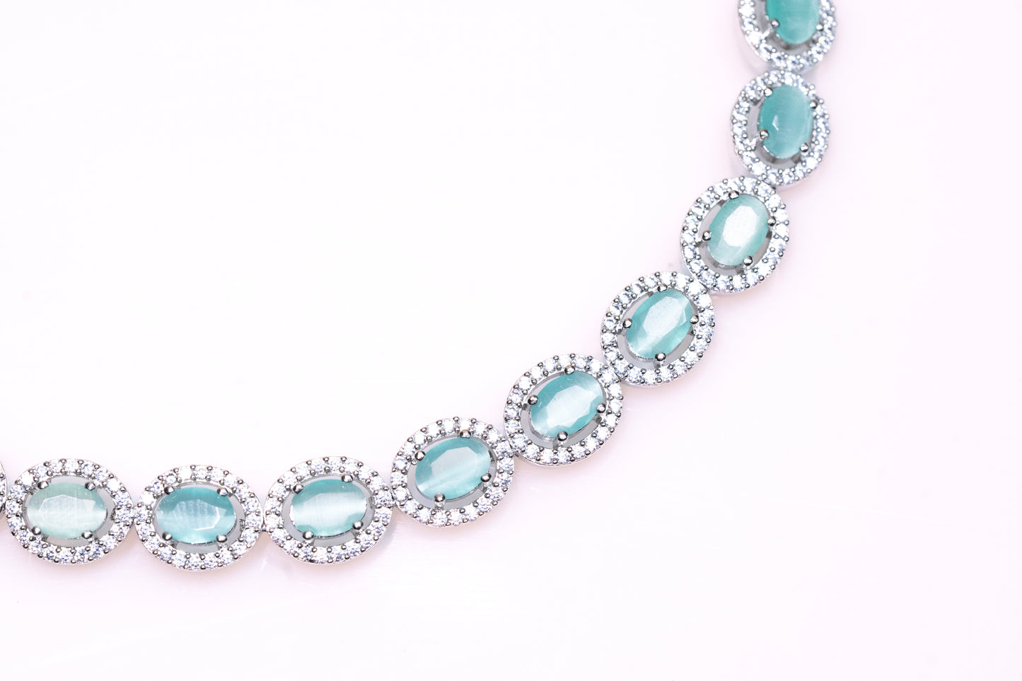 Rhodium Mint Green Gem Bracelet